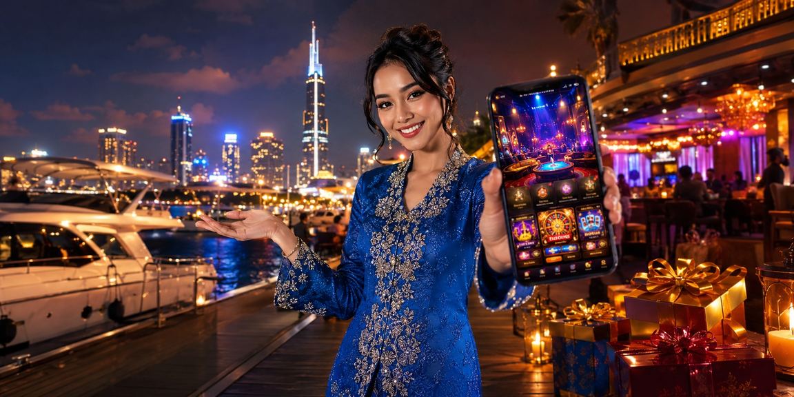 Pemain wanita berbaju kurung mengakses sukan maya di telefon pintar di Kuala Lumpur