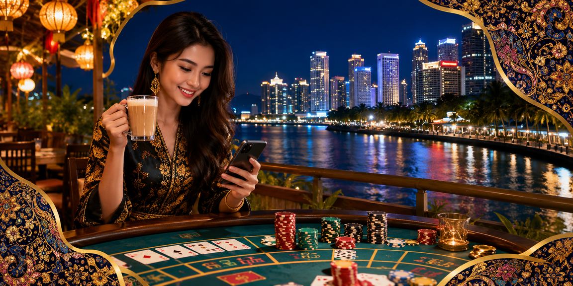 Meja baccarat bergaya batik di Petaling Jaya dengan peniaga profesional